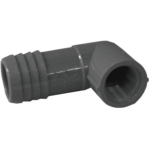 Boshart 1 In. x 1/2 In. FIP 90 Deg. Reducing Polypropylene Insert Elbow 1/4 Bend UPVCFRE-1005 - main